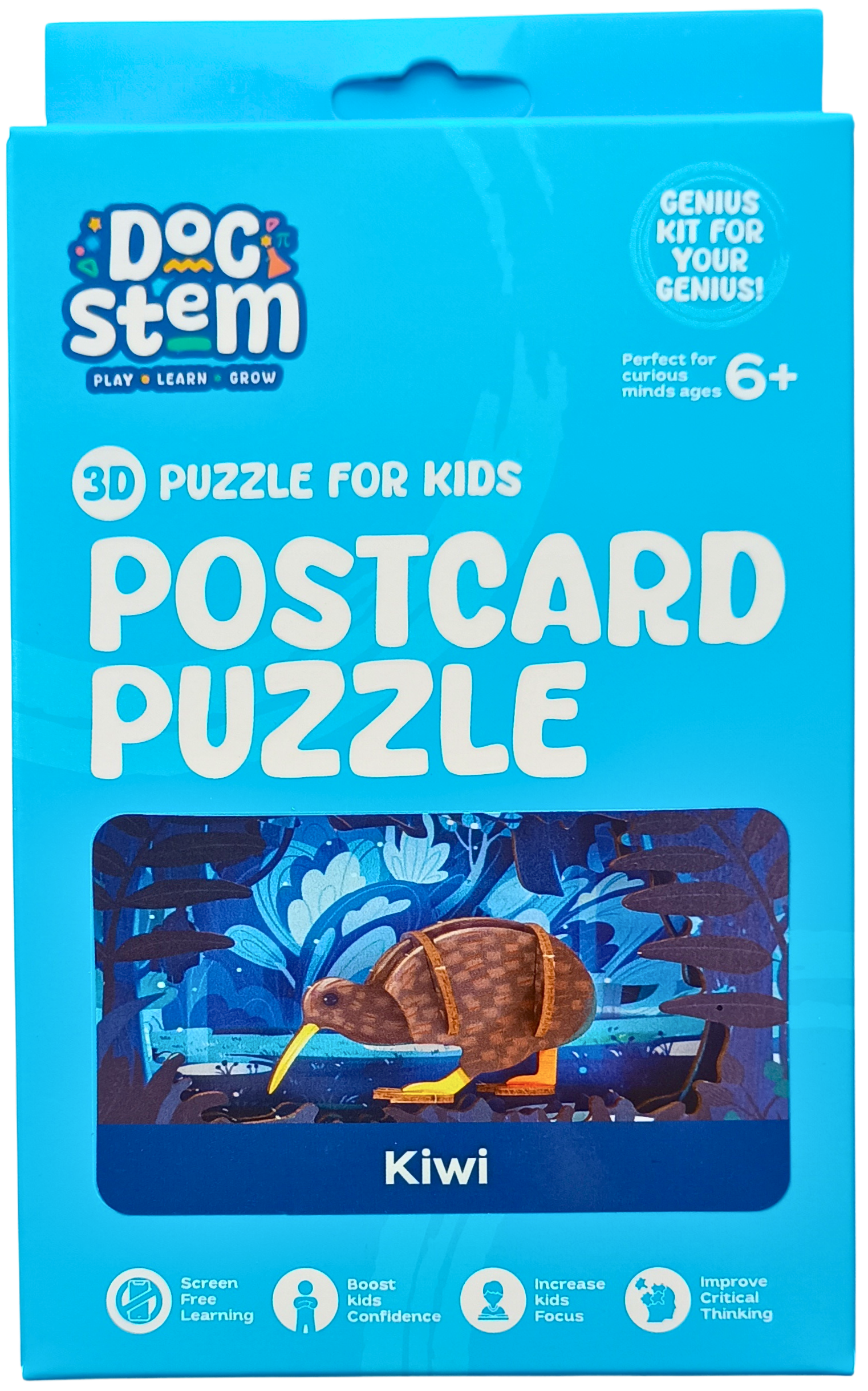 Kiwi – 3D Postcard Puzzle | STEM Education Kit | Wooden Puzzle Kit