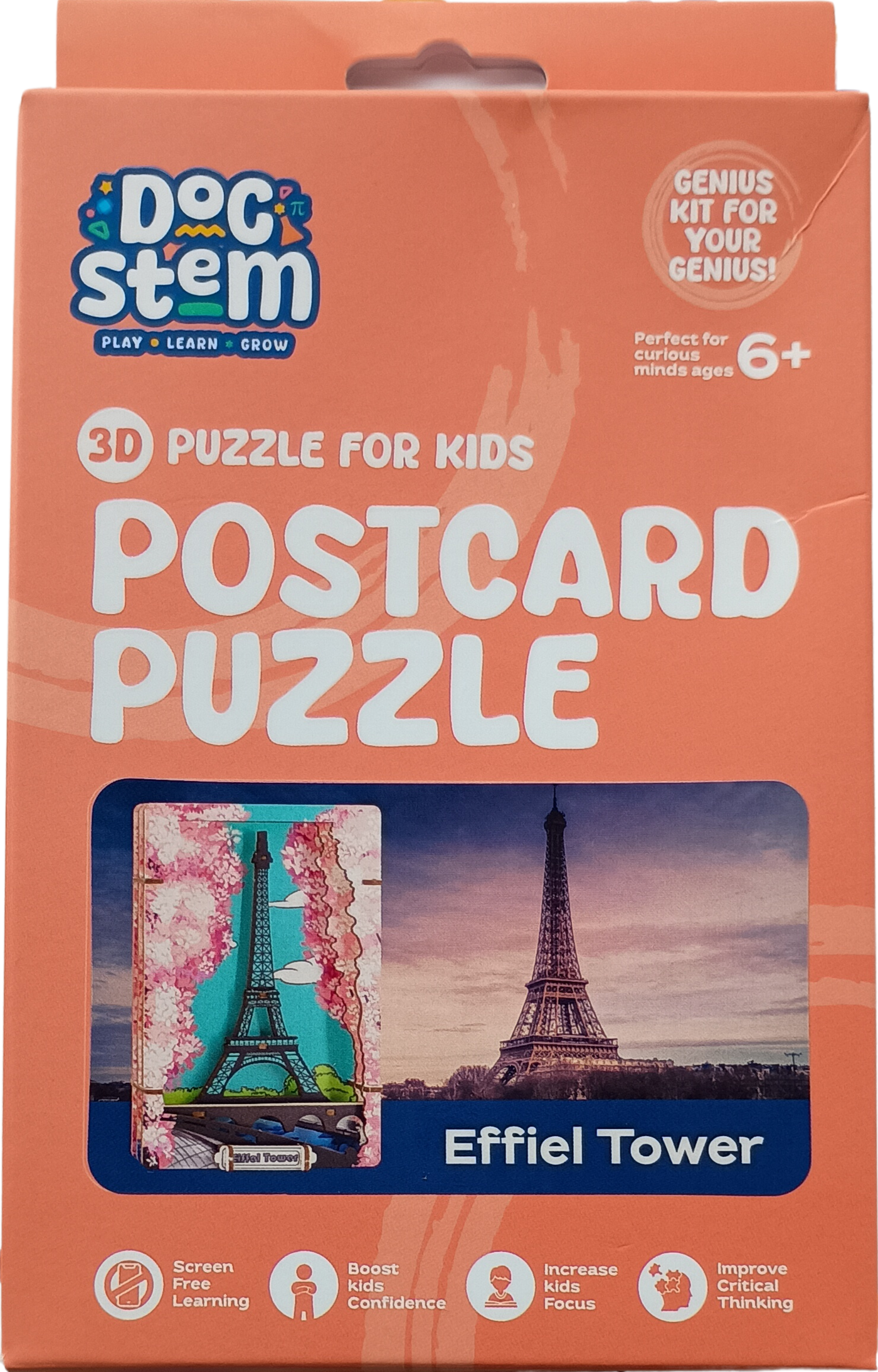 Effiel Tower 3D Postcard Puzzle | STEM Education Kit | Wooden Puzzle Kit