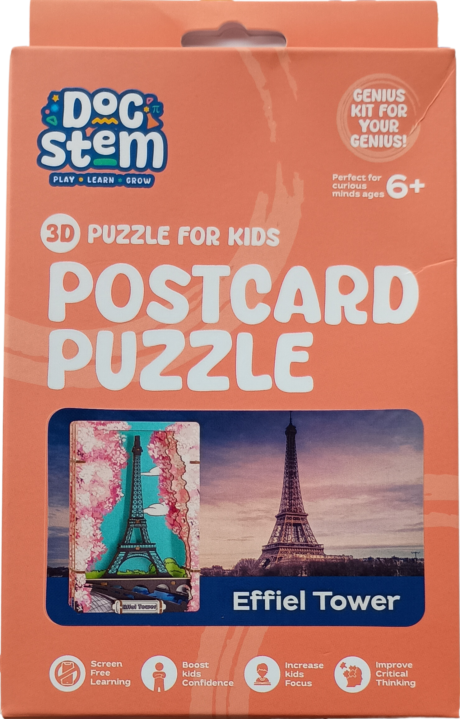 Effiel Tower 3D Postcard Puzzle | STEM Education Kit | Wooden Puzzle Kit