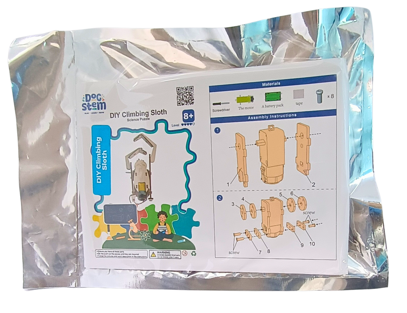 Climbing Sloth - DIY Puzzle | STEM Education Kit | Wooden Puzzle Kit Educational Electronic Hobby Kit