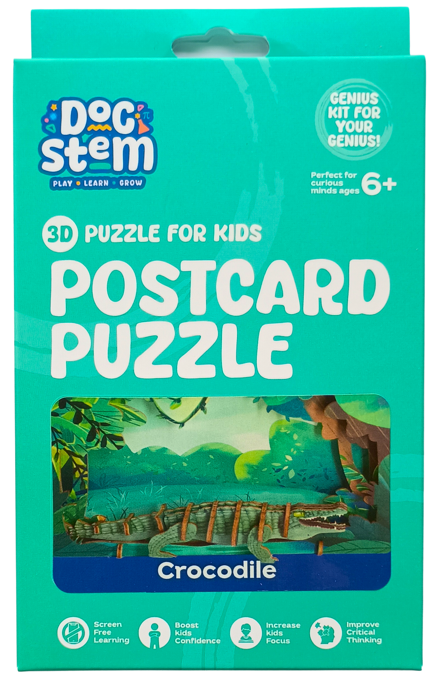 Crocodile – 3D Postcard Puzzle | STEM Education Kit | Wooden Puzzle Kit