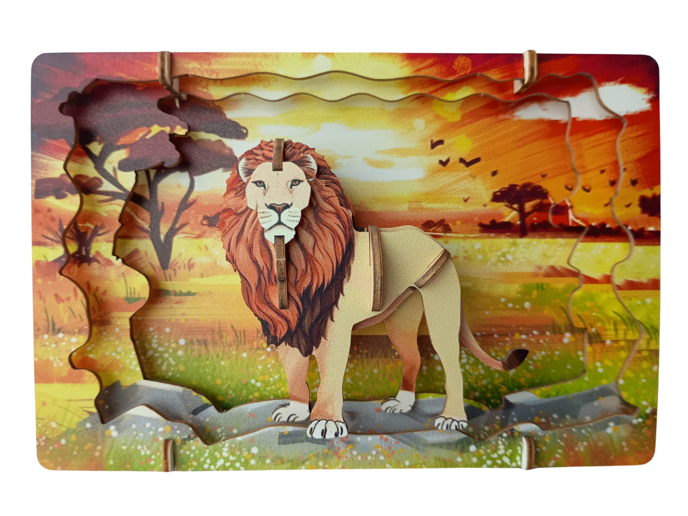 Lion - 3D Postcard Puzzle | STEM Education Kit | Wooden Puzzle Kit