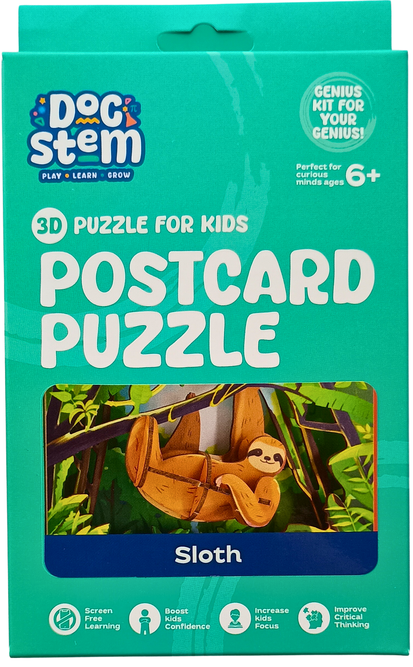 Sloth - 3D Postcard Puzzle | STEM Education Kit | Wooden Puzzle Kit