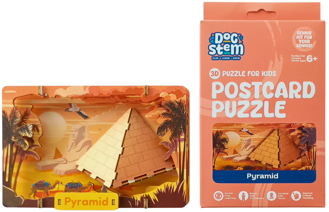Pyramid - 3D Postcard Puzzle | STEM Education Kit | Wooden Puzzle Kit