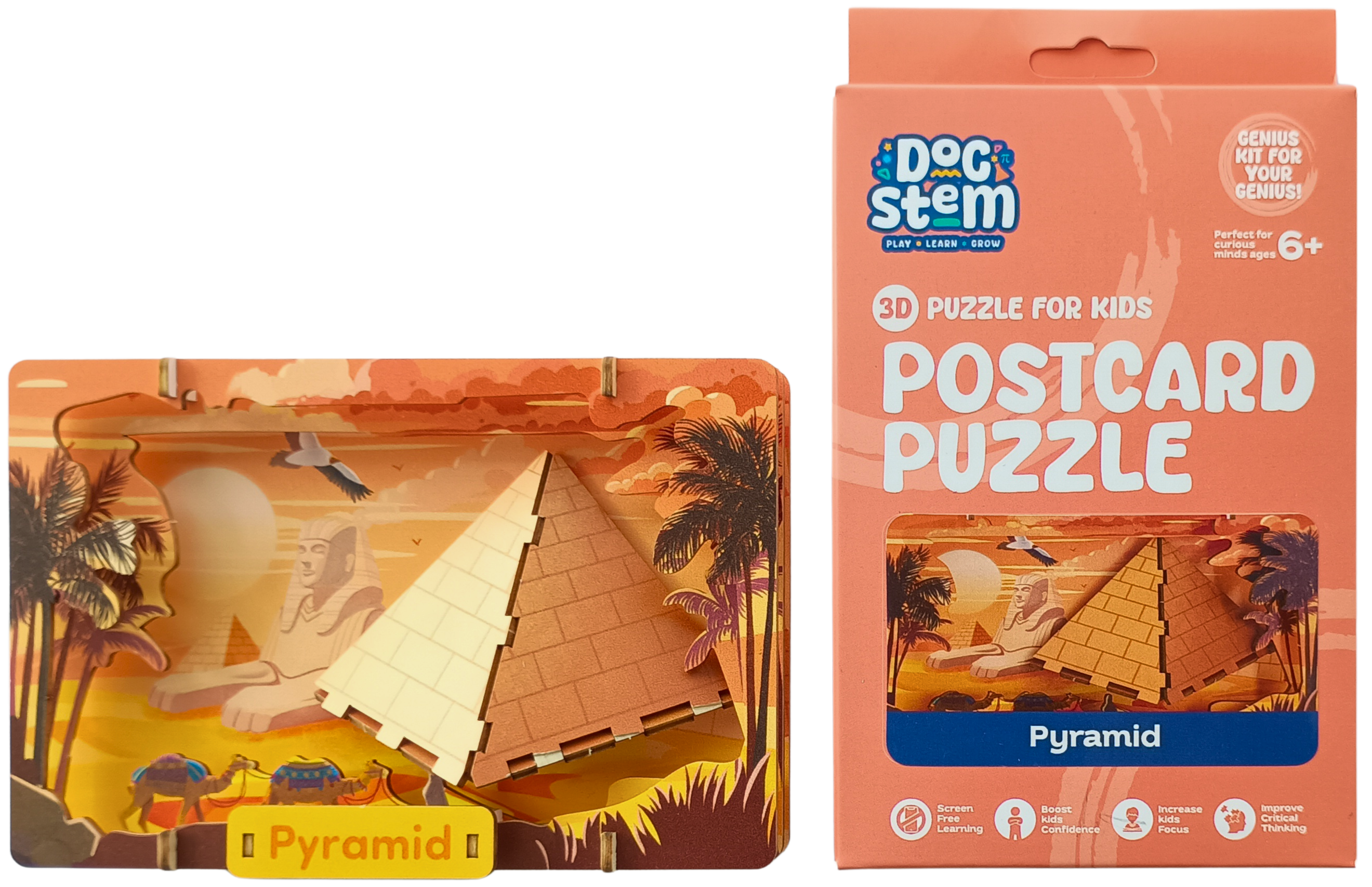 Pyramid - 3D Postcard Puzzle | STEM Education Kit | Wooden Puzzle Kit